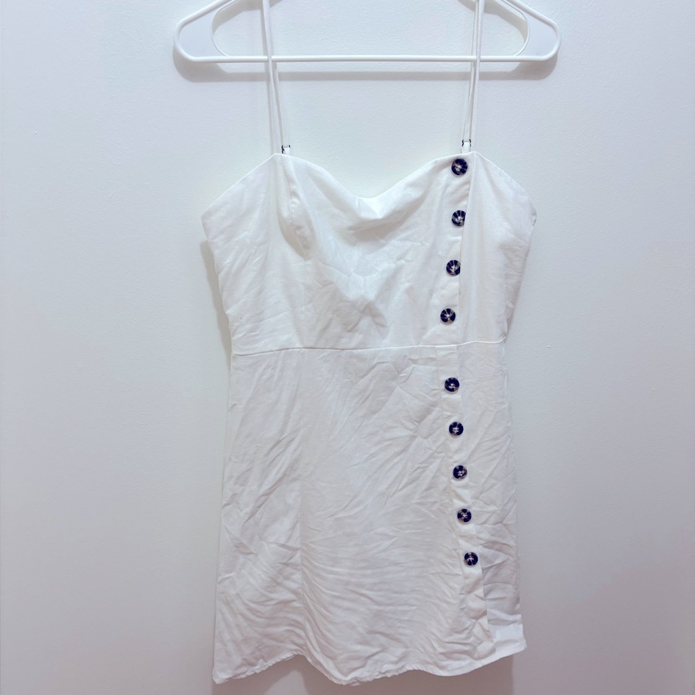 Copper Key White Linen Button Front Sundress Size Large